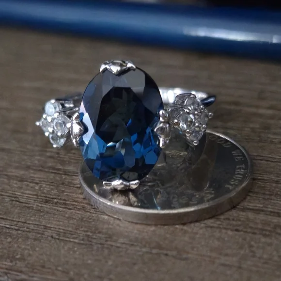 925 Sterling Silver London Blue Topaz Designer Signed RSI Size 10 Ring Thailand - Picture 2 of 16